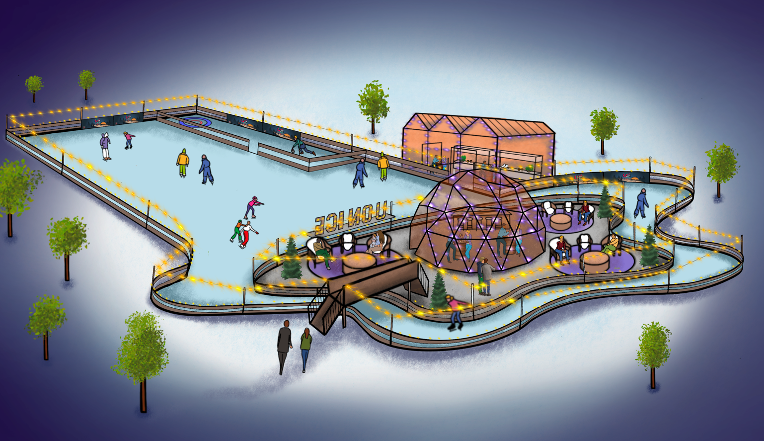 Situatieschets visueel U on Ice plattegrond zijaanzicht